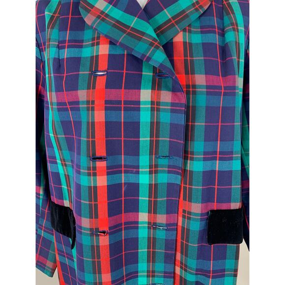 Vintage 50s 60s Plaid Duster OverCoat Midcentury Rockabilly Christmas Holidays - Picture 4 of 10